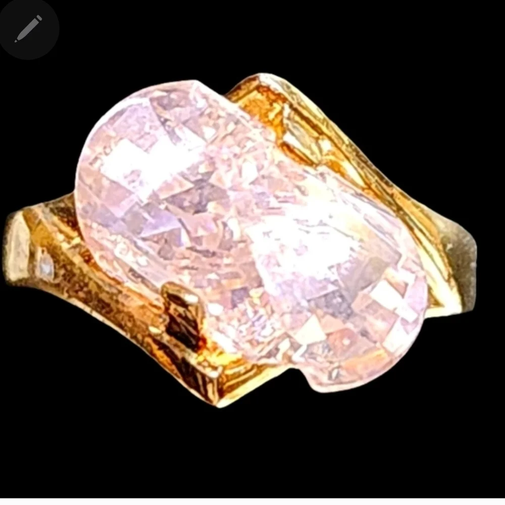 Elegant Sterling Silver Gold Vermeil Ring Size 6.25 with Pink Gemstone Estate